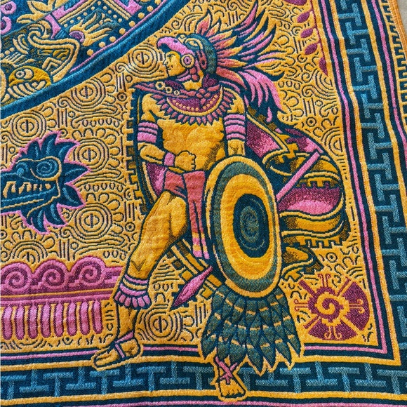 Aztec Mexican rug/tapestry artisanal handcrafted size is 75 x 104 - Picture 8 of 9